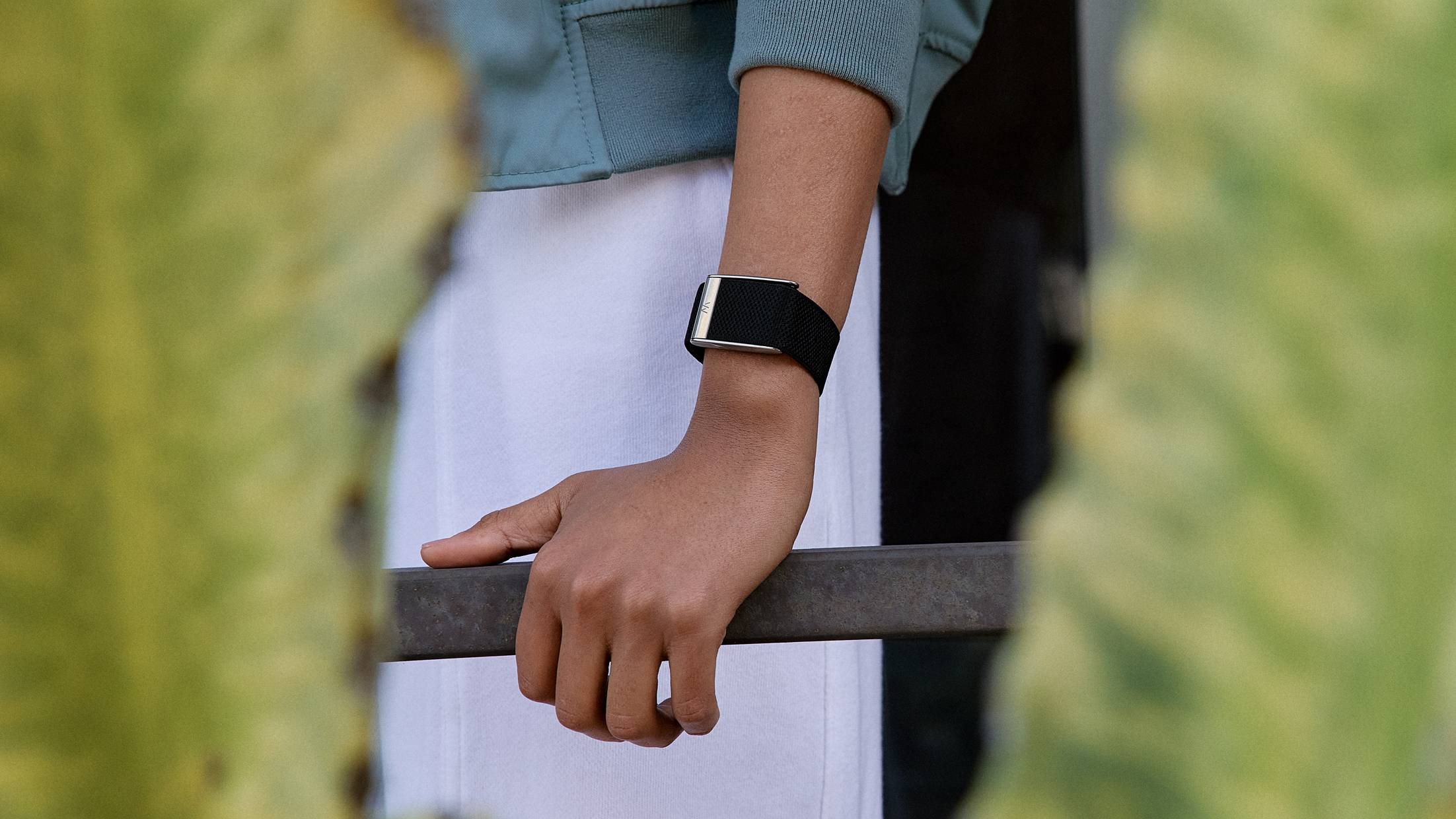 Whoop band worn by woman