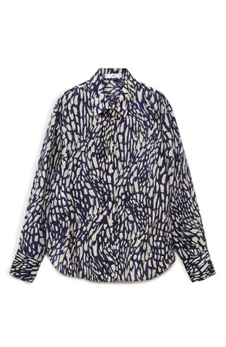 Abstract Print Button-Up Shirt