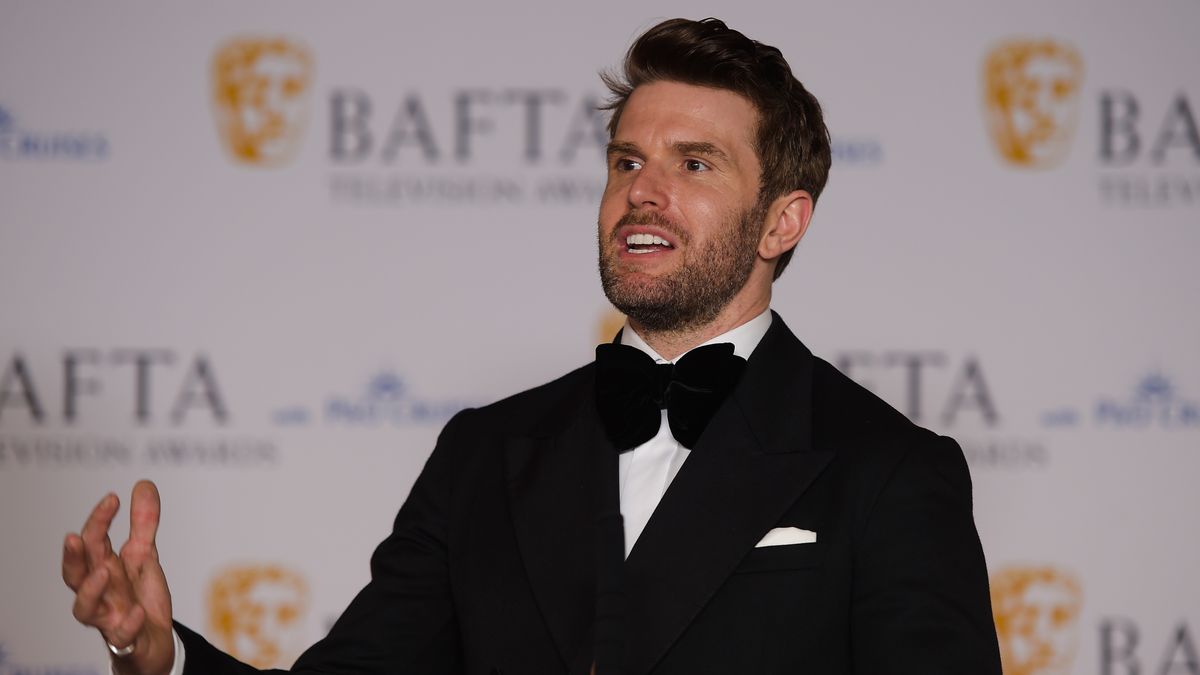 Joel Dommett attending a press conference at the 2023 BAFTA Television Awards