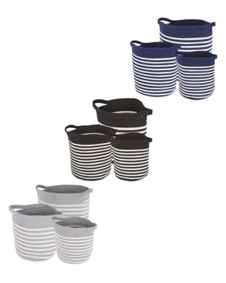 Aldi woven storage buckets black grey and navy
