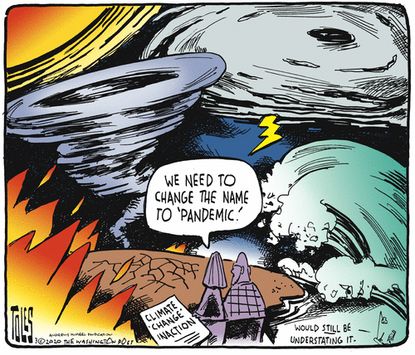 Editorial Cartoon U.S. climate change pandemic