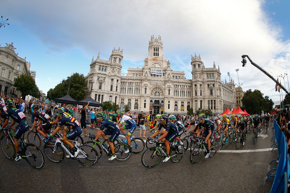 The peloton in action during stage 21 at the Vuelta.