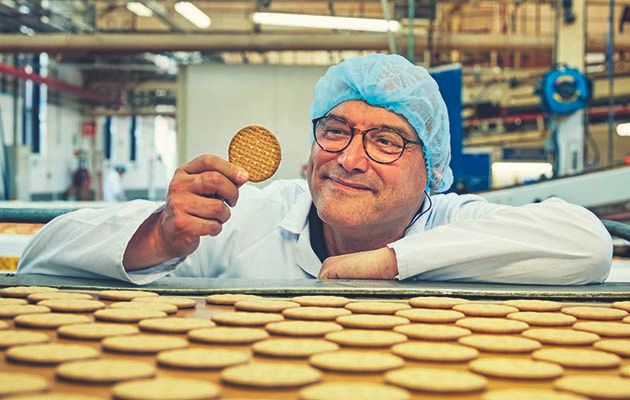 Gregg Wallace and Cherry Healey are beside themselves with excitement tonight as they learn how chocolate digestives are made.