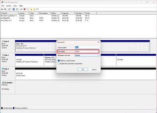 Change file system format with Disk Management