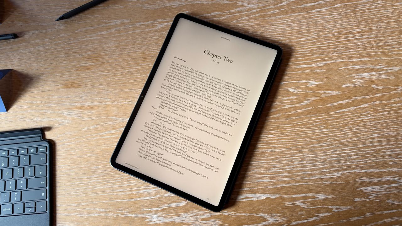The Amazon Alexa Tab 12 Pro resting on a table