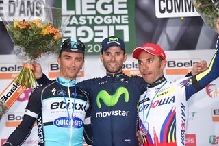 Alaphilippe, Valverde and Rodriguez on the podium
