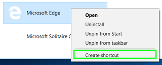 Select Create shortcut