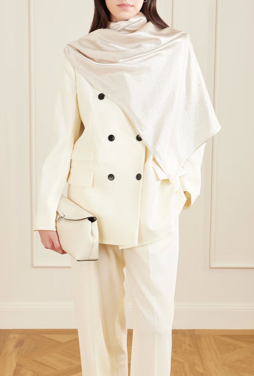 MARIA MCMANUS, Scarf-Detailed Double-Breasted Wool-Blend Blazer