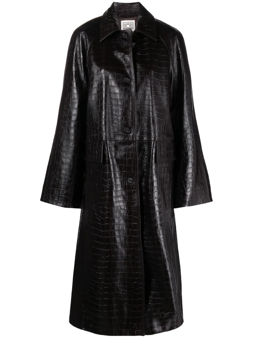 Toteme Embossed-Crocodile Leather Maxi Coat | 32