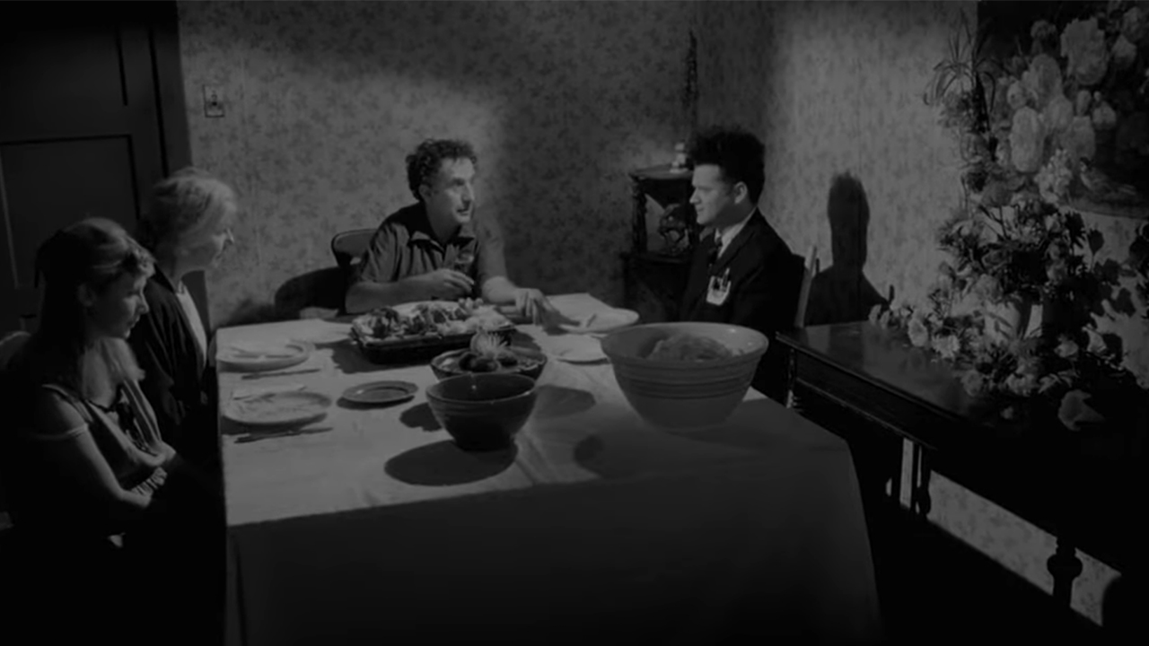 A scene at a dinner table in Eraserhead