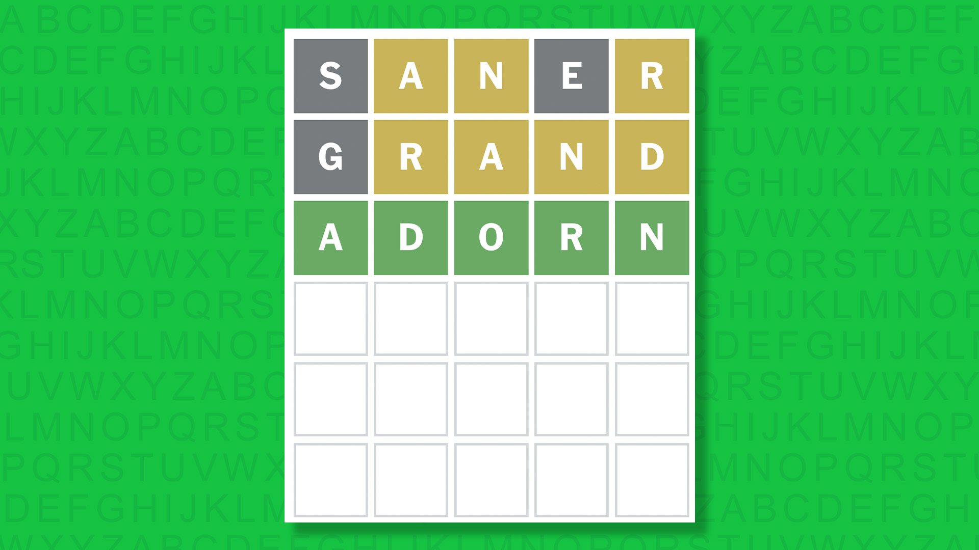NYT Wordle answer for game 1947 on a green background