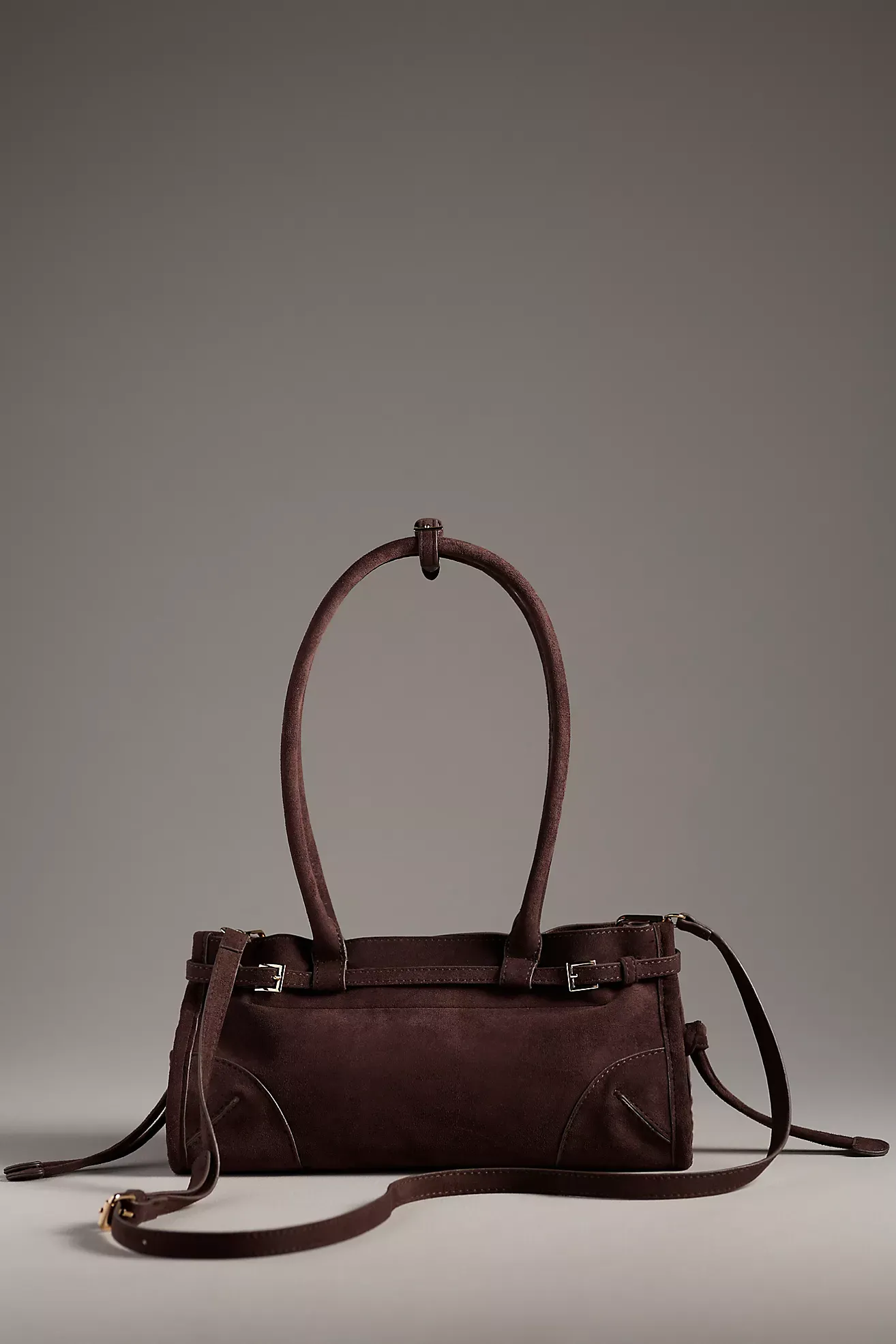 Structured Faux-Suede Shoulder Bag