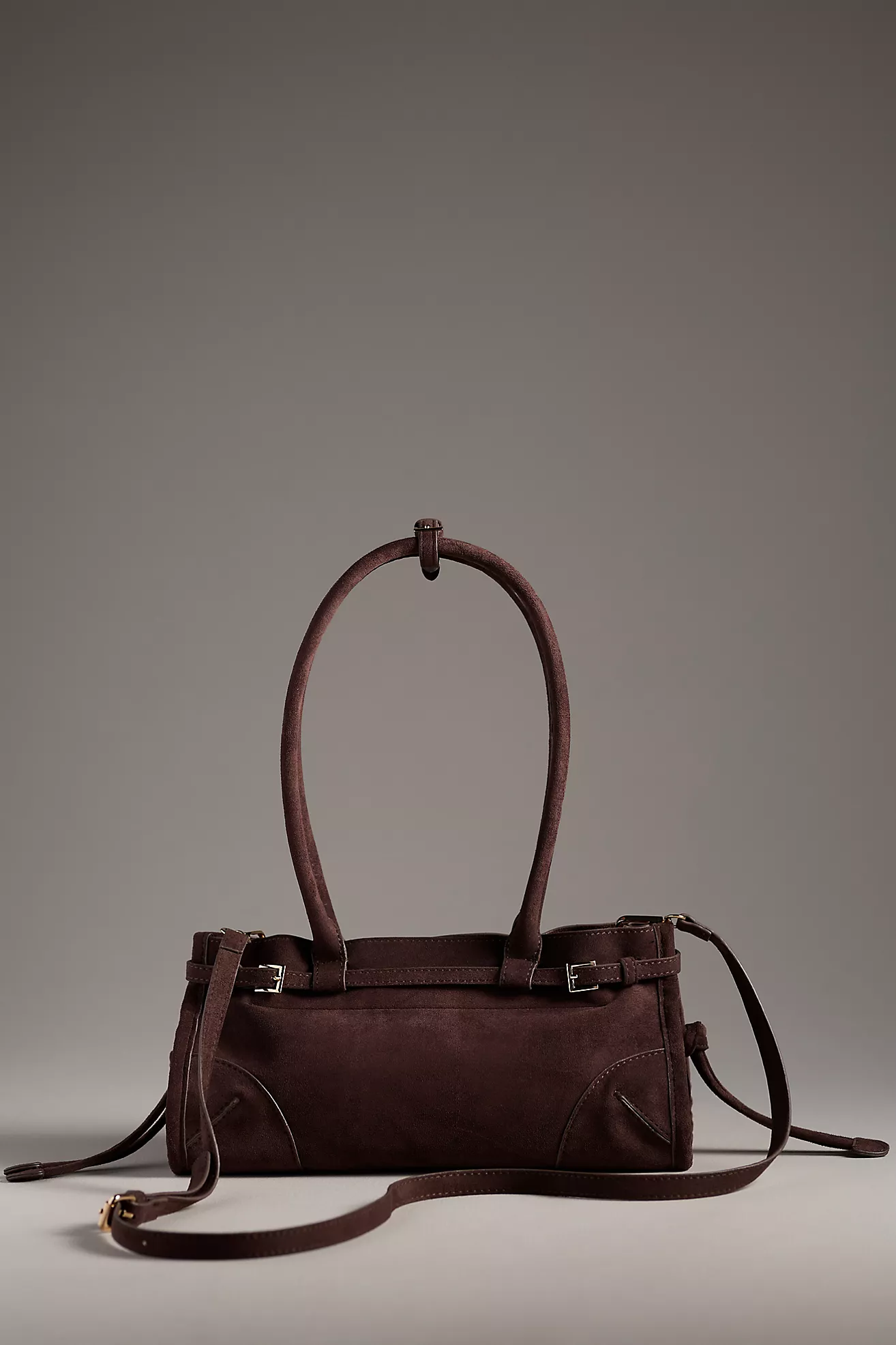 Structured Faux-Suede Shoulder Bag
