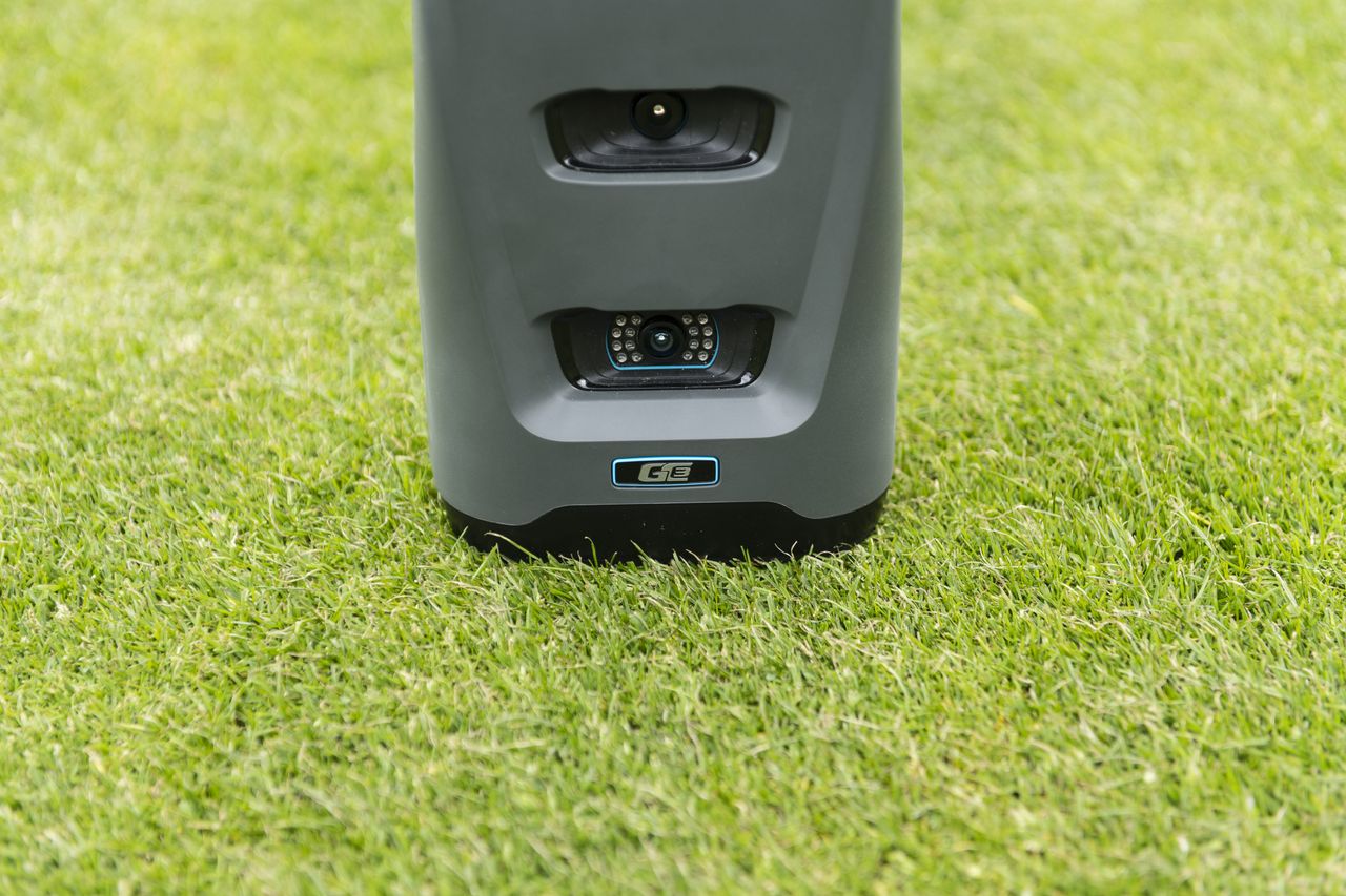 A detailed view of one of the cameras in the Foresight Sports GC3 launch monitor