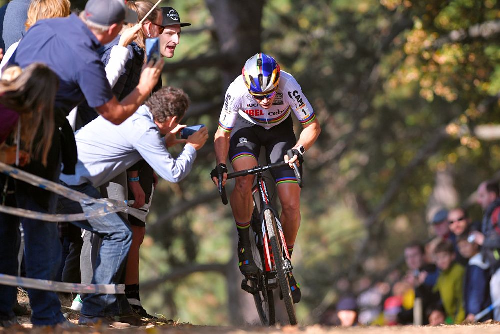 World Champion Wout van Aert racing the Bern World Cup