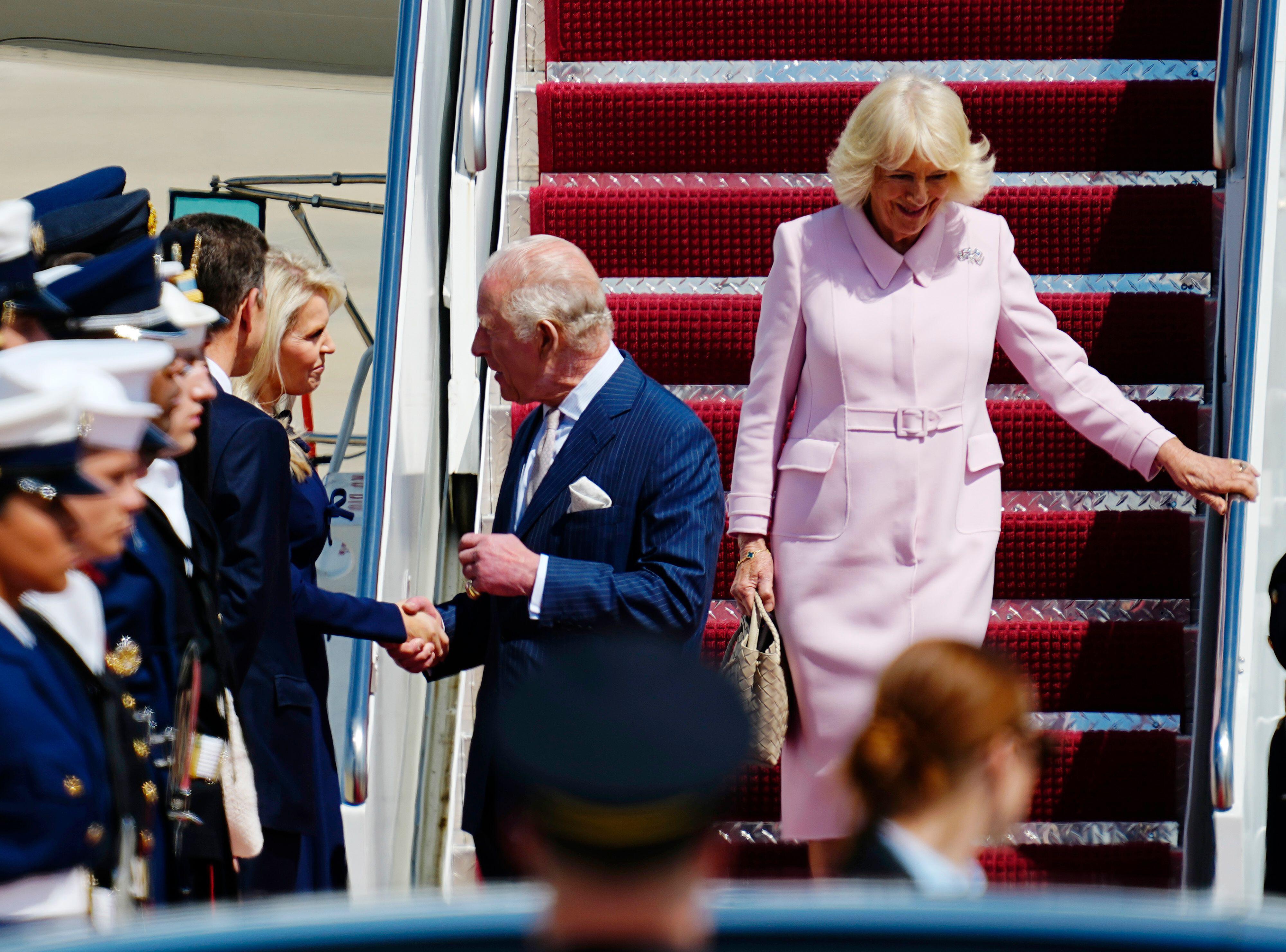 queen camilla and king charles arriving in the united states