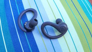 Best cheap running headphones: The JLab Go Air Sport's earhood design being shown