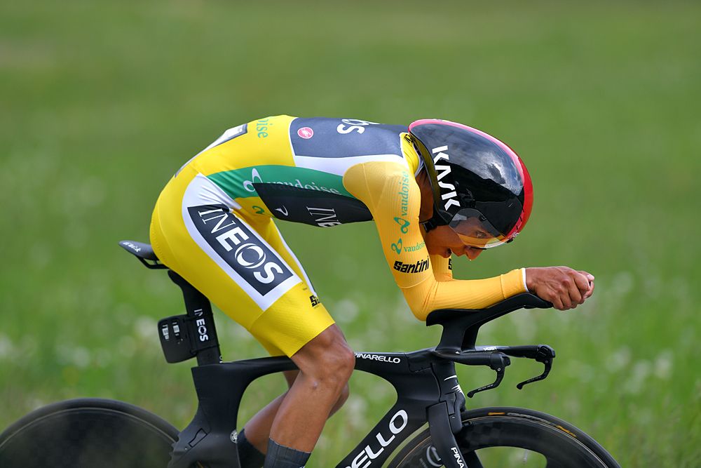Egan Bernal (Team Ineos) during the stage 8 time trial at Tour de Suisse