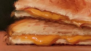 Oil painting of a grilled cheese sandwich