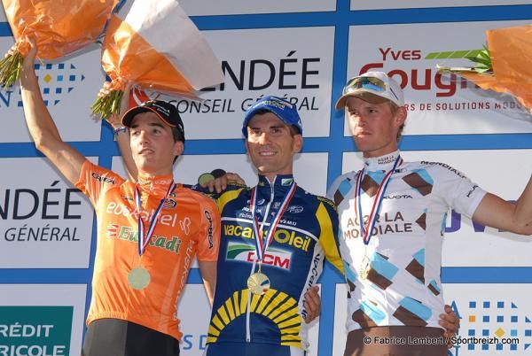 The podium: Pello Bilbao, Marco Marcato and Maxime Bouet