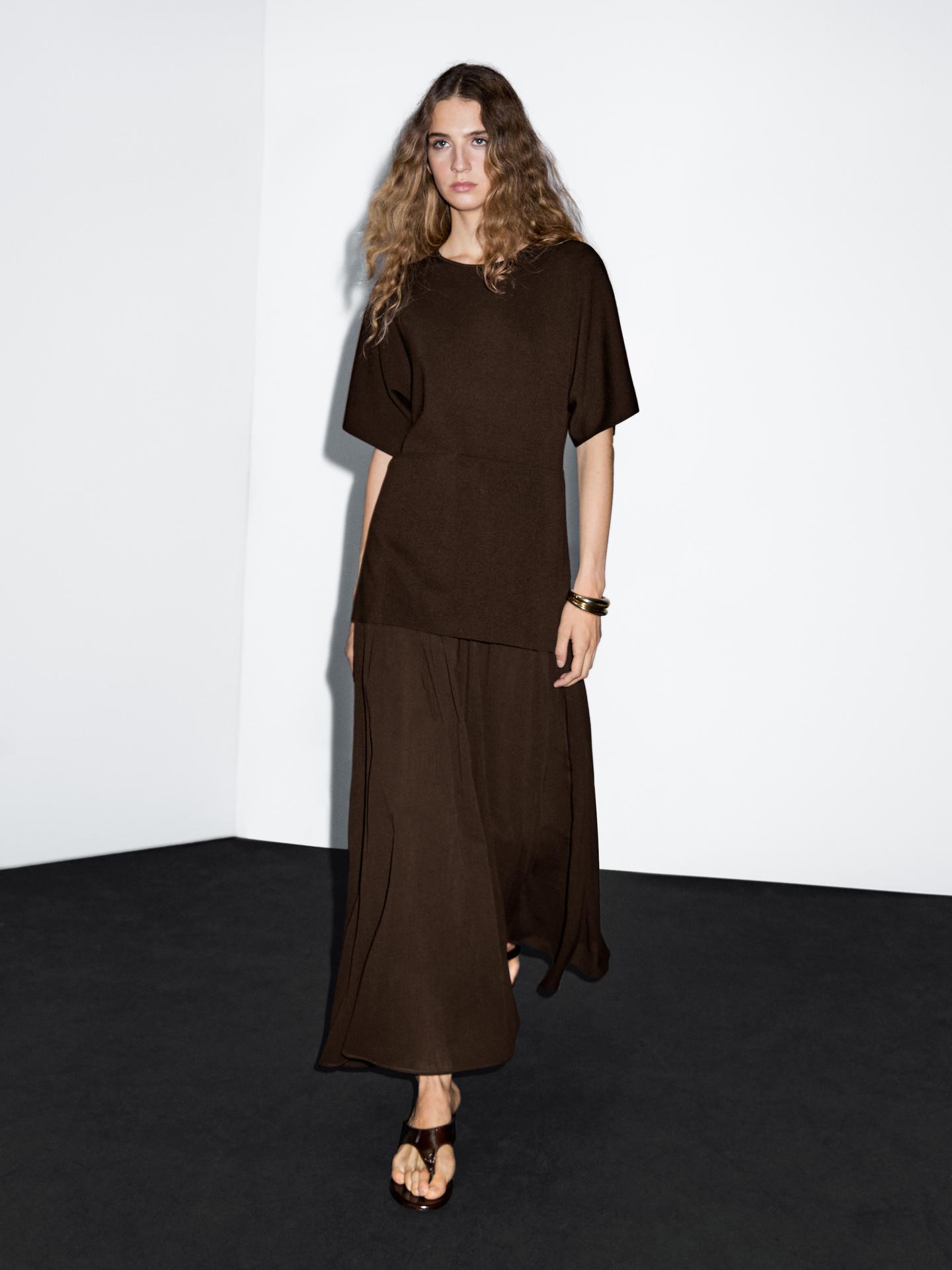 Massimo Dutti, Knit Dress With Contrast Gathered Detail