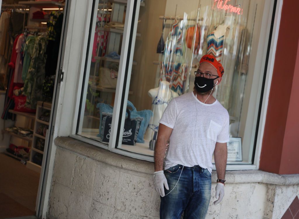 Young man in Florida dressed for coronavirus