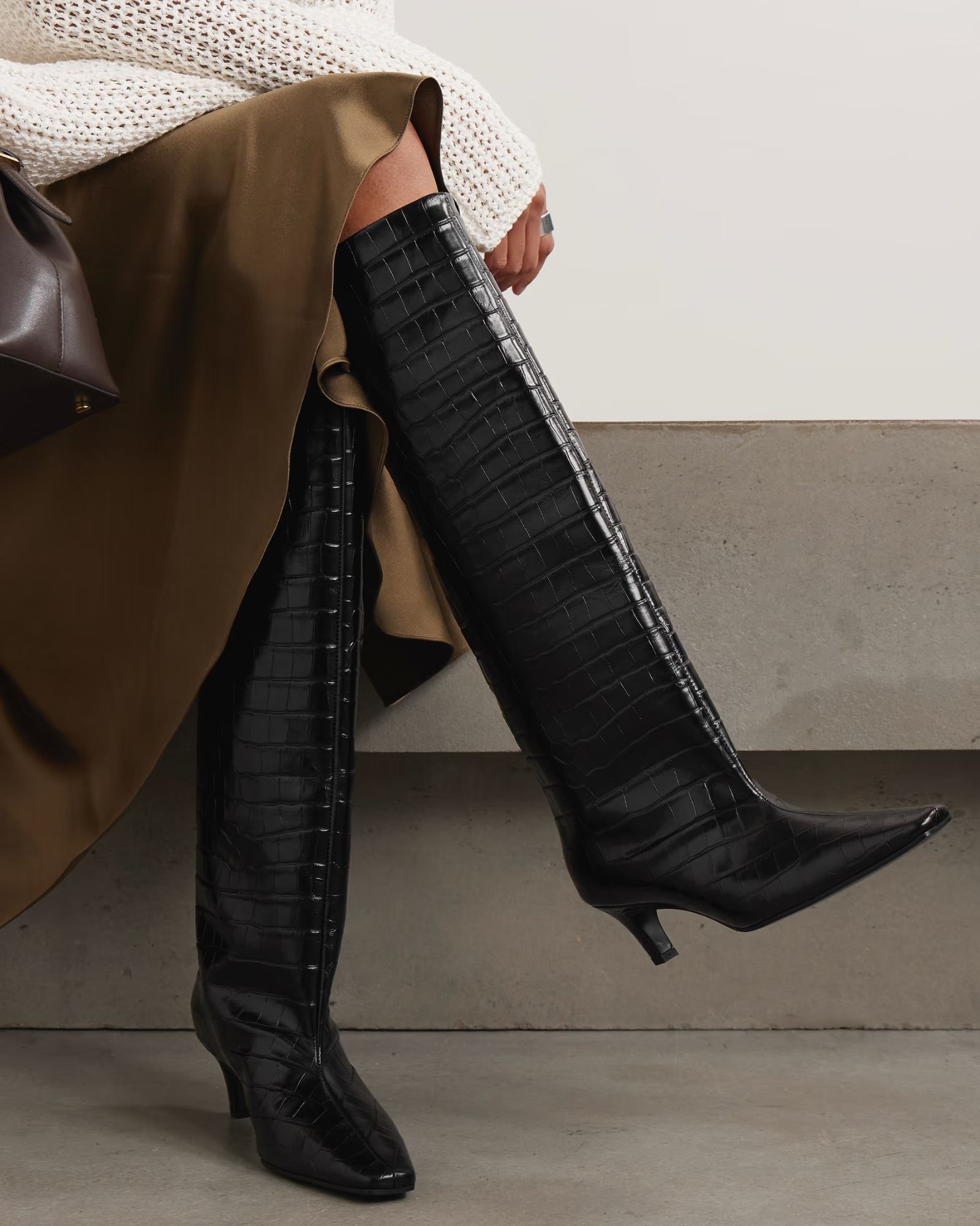 Toteme Croc-effect leather knee boots