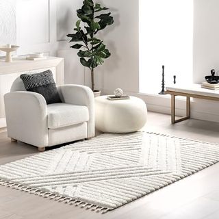 Nuloom Risette Solid 7x9 Shag Area Rug for Living Room Bedroom Dining Room Nursery, Ivory