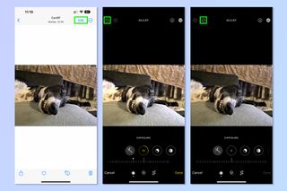 Screenshots showing the steps required to use the new iOS Photos features in iOS 16