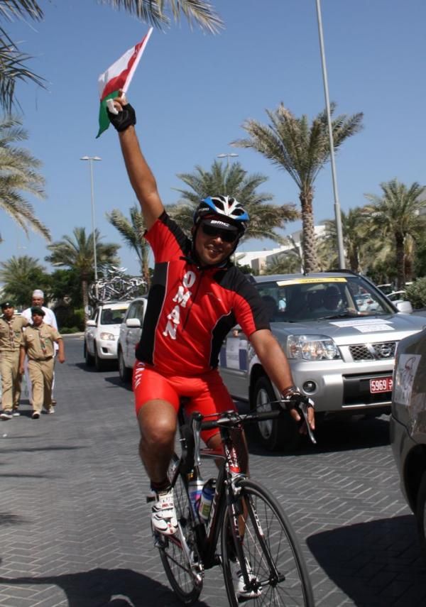 A patriotic local cyclist.