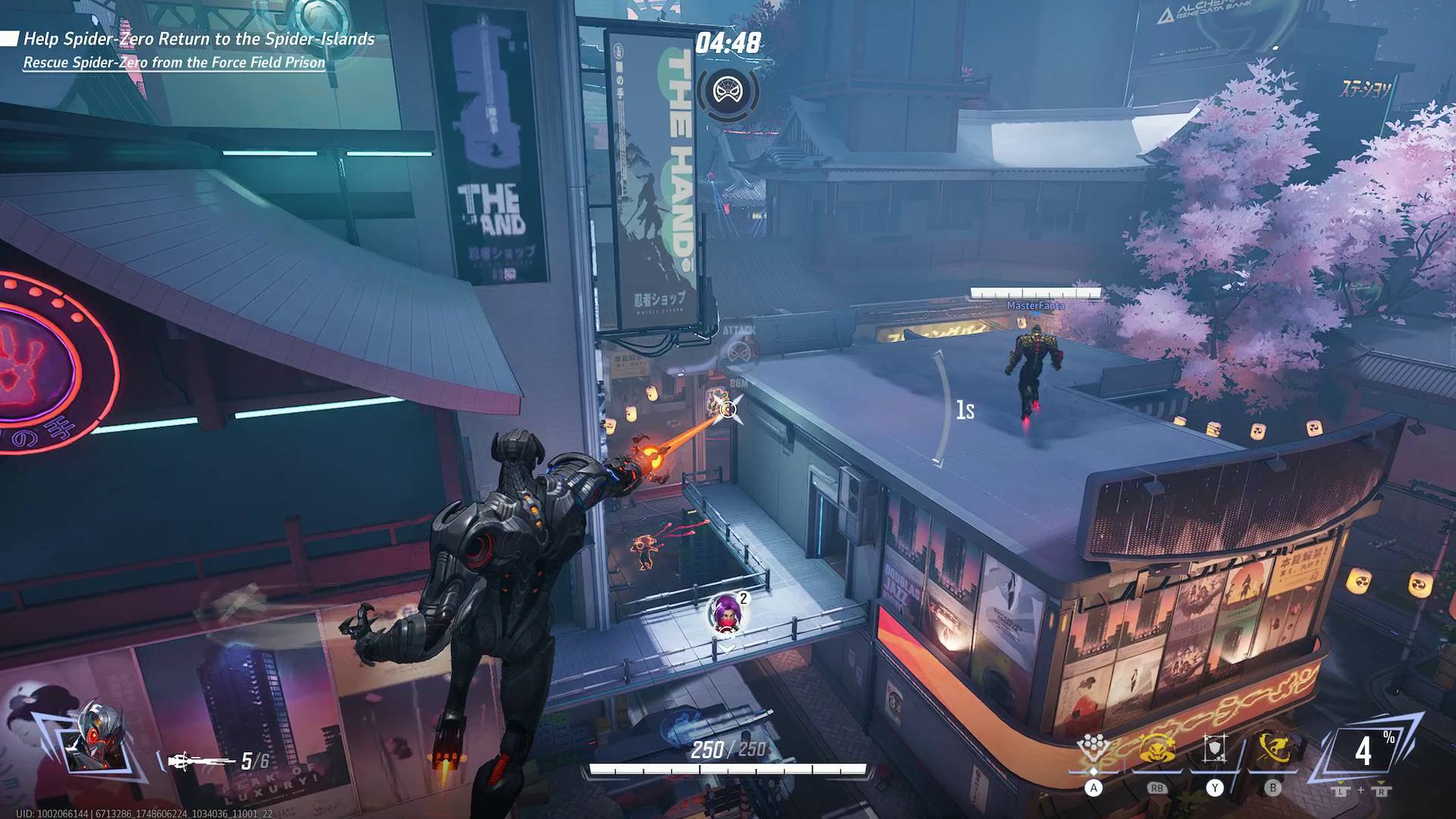 Marvel Rivals Ultron shooting enemy team with encephalo ray while flying