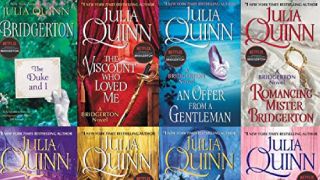 A sample of the books in the series by Julia Quinn.
