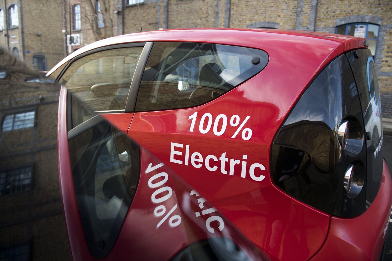 An electric car in London