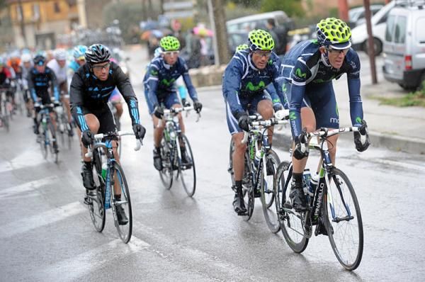 Team Movistar on the front