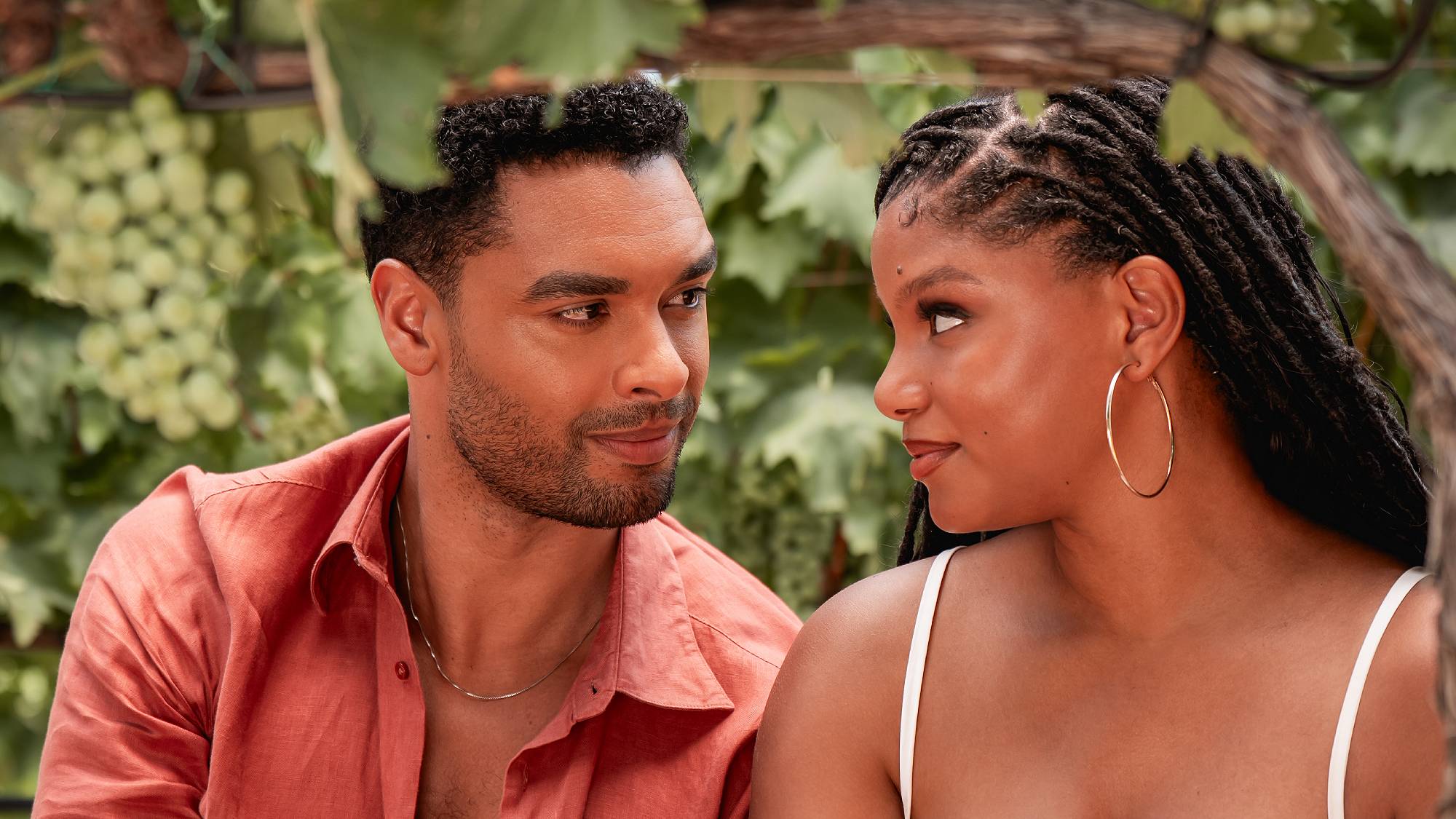 Reg&amp;eacute;-Jean Page as Michael and Halle Bailey as Anna in "You, Me &amp;amp; Tuscany" film (2026)