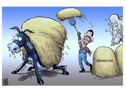 Political cartoon ObamaCare Democrats