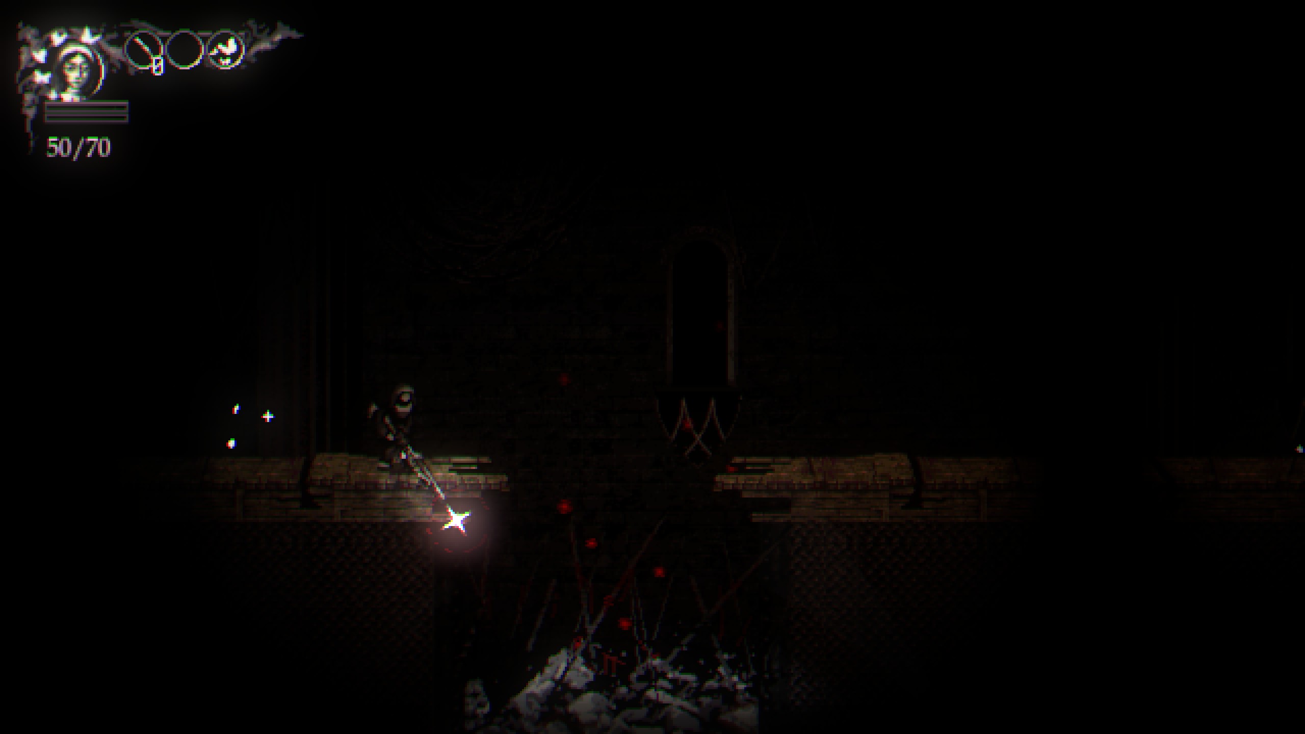 Metamorphosis aiming downward with shotgun