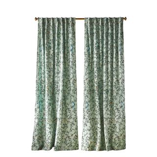 Green floral full length curtain