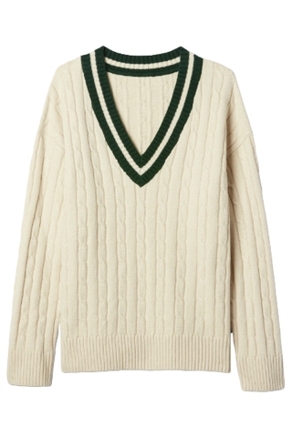 Gap CashSoft Varsity Cable-Knit Sweater