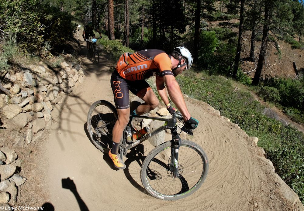 A racer makes his way down the dozens of switchbacks