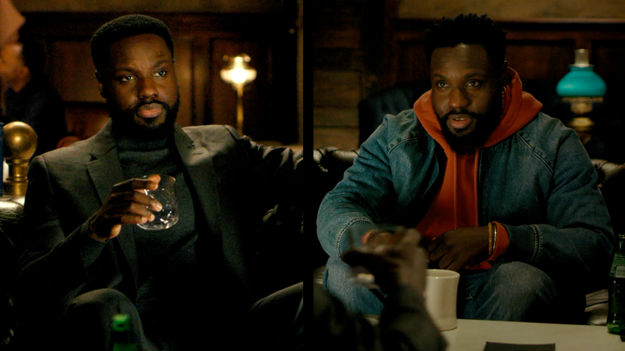 Side-by-Side of Dayo Okeniyi and himself in Dark Matter