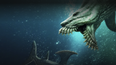 A promotional image for Shark Week 2026 special Jurassic Sharks