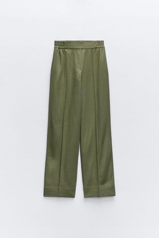 Linen Blend Wide Leg Pants