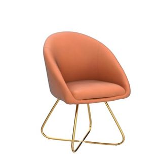 Artechworks Modern Velvet Dinning Chair With Golden Legs, Lounge Chair Set of 2, Accent Armchair for Living Dining Room Bedroom Reception Chair, Caramel