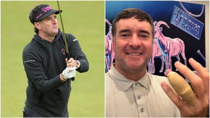 Bubba Watson pictured in action at the Alfred Dunhill Links Championship and then after having finger surgery