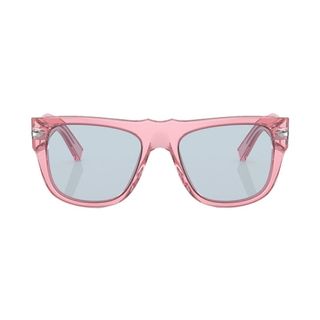 Pair of pink transparent angular sunglasses