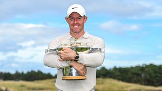 Rory McIlroy with the trophy after his Genesis Scottish Open title