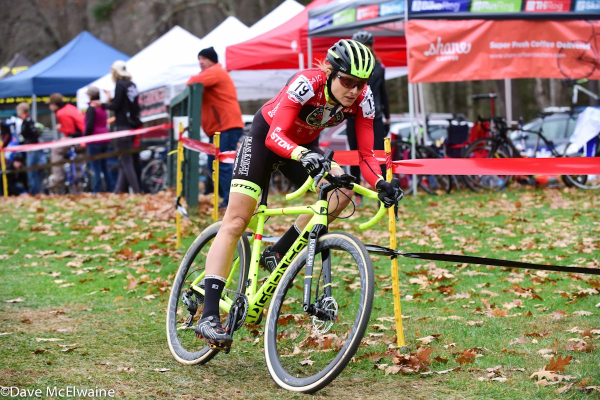 Natasha Elliot (Red Truck-Garneau) passing by all the team tents