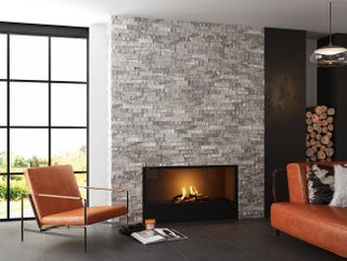 split face tiled fireplace idea