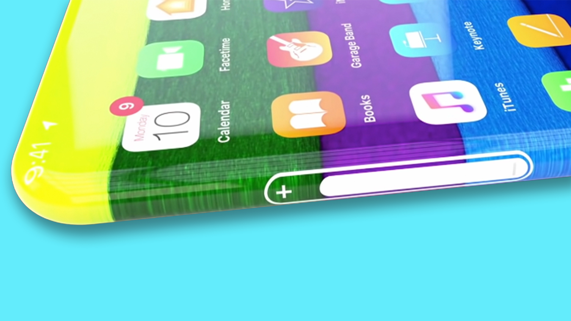 A fan-made iPhone 15 render featuring a touch-screen slider on the side of the device